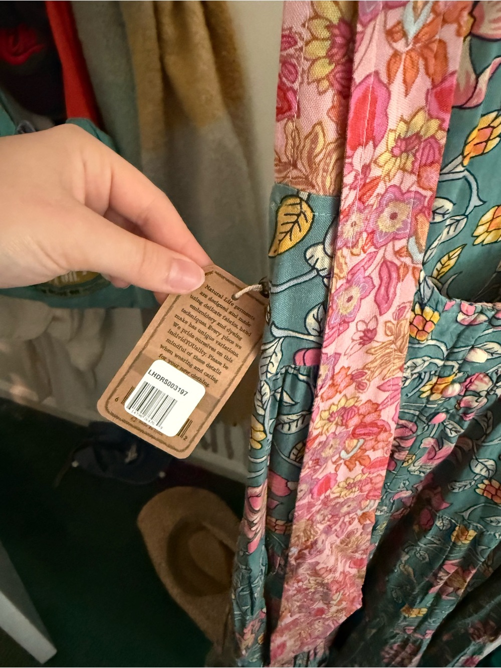 Natural Life Teal and Pink Sleeveless Sundress - Picture 5 of 5